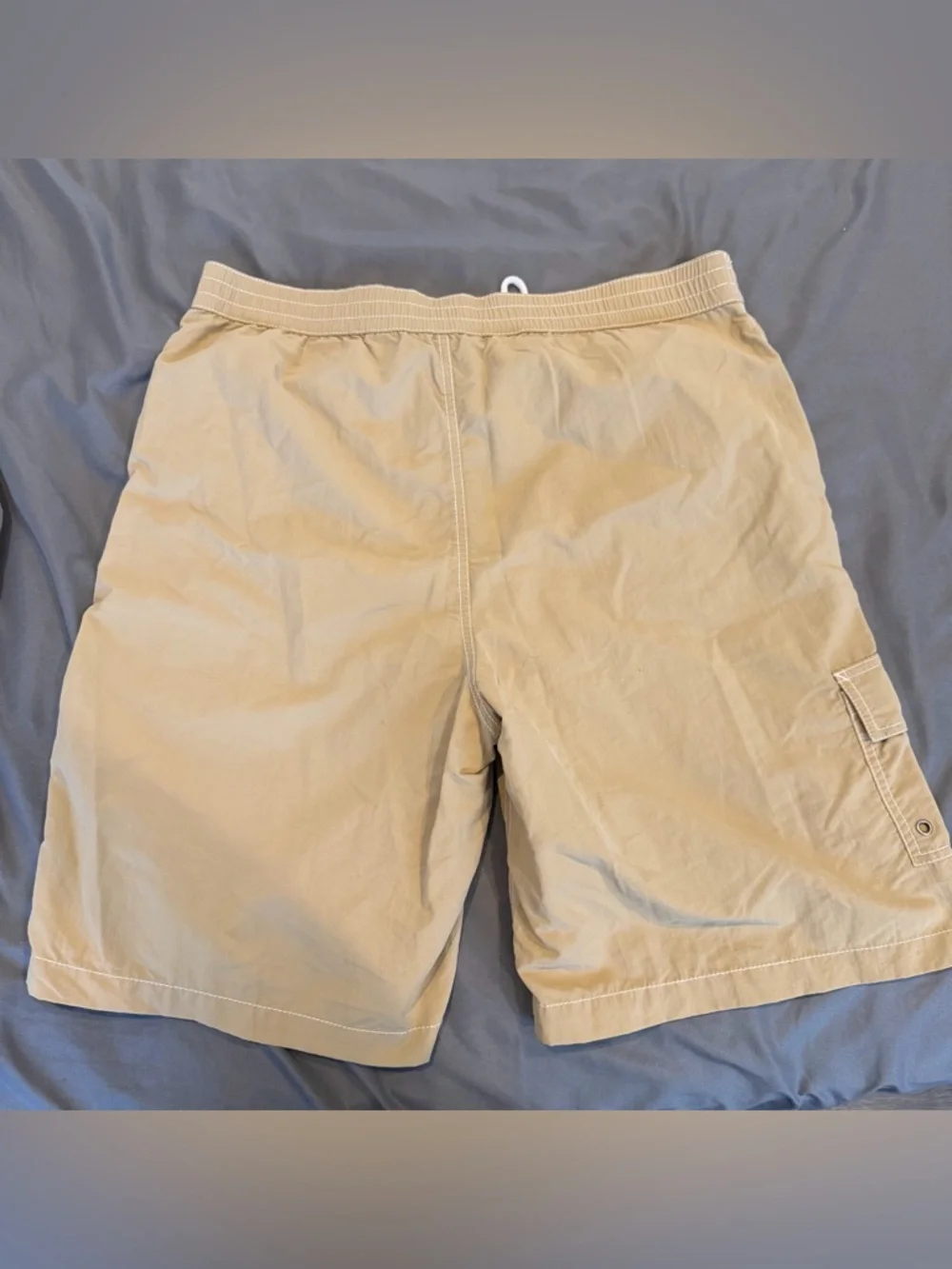 VTG Polo Ralph Lauren Swim Trunks Mens Large Beige Board Shorts Cargo Mesh Liner